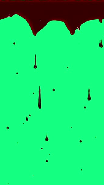 Vertical Blood Dripping Animation Green Screen — Stock Video