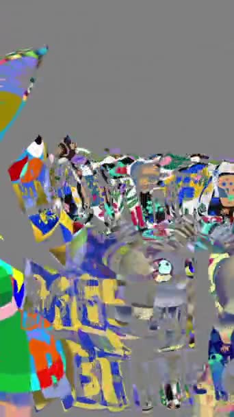 Verticaal Stop Beweging Animatie Hedendaagse Kunstcollage Met Geanimeerde Tekst Kat — Stockvideo