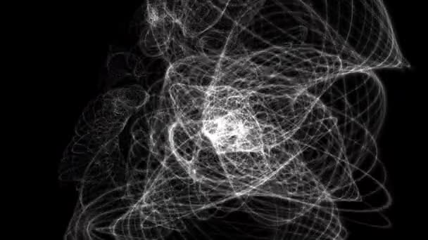 Animation Black White Image Featuring Dynamic Light Streaks Swirl Patterns — Stock Video