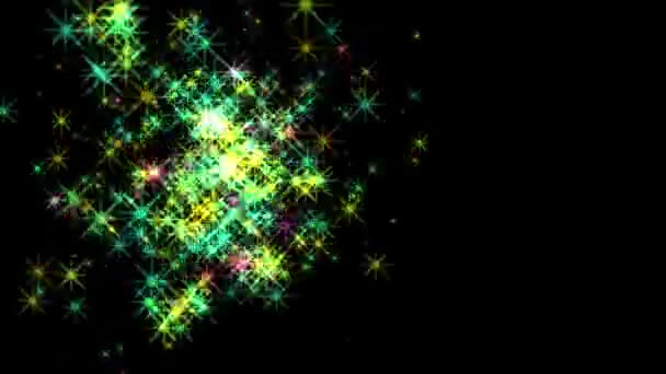 Animación Imagen Abstracta Fuegos Artificiales Vibrantes Con Destellos Estrellas Sobre — Vídeos de Stock