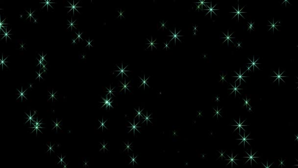 Animace Tyrkysové Hvězdy Třpytí Černém Pozadí Prozrazují Pocit Magie Svátku — Stock video