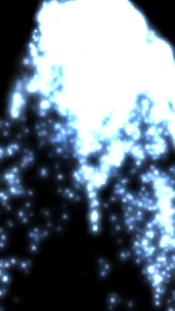 Κάθετη Κίνηση Ζωντανά Μπλε Σωματίδια Φωτός Που Εκρήγνυνται Προς Έξω — Αρχείο Βίντεο