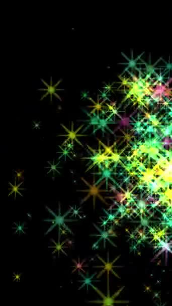 Animação Vertical Imagem Abstrata Fogos Artifício Vibrantes Com Brilhos Estrelas — Vídeo de Stock