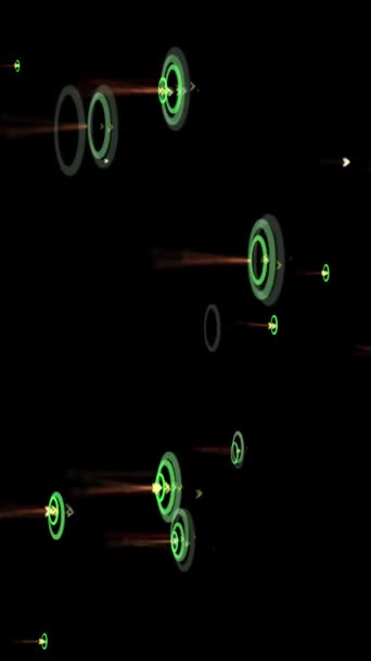 Вертикальна Анімація Цифрові Візерунки Зеленого Світла Потоки Руху Чорному Тлі — стокове відео
