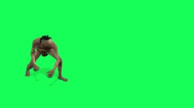 animasyon - Krom anahtar yeşil arka planda koşan 3D yaratık- görsel efektler için uygun.