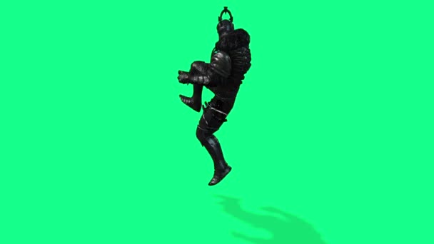 Анимация Вид Сбоку Человека Полной Средневековой Броне Бегущего Зеленому Цветному — стоковое видео