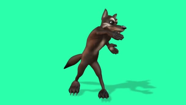 Animación Ilustración Digital Personaje Hombre Lobo Dibujos Animados Bailando Con — Vídeo de stock