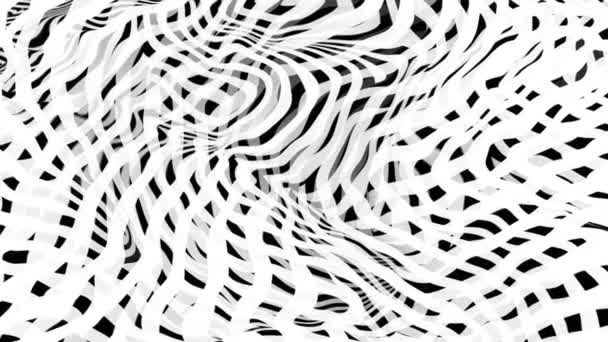 Animation Dynamic Monochrome Optical Illusion Wavy Distortion Pattern Creative Designs — Stock Video