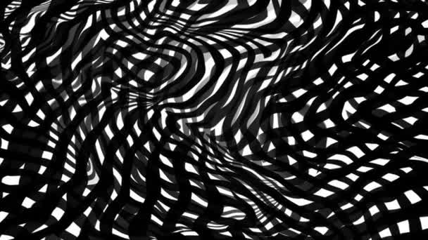 Animação Ilusão Óptica Monocromática Dinâmica Com Padrão Distorção Ondulada Para — Vídeo de Stock