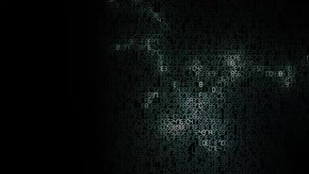 Анимация Абстрактное Цифровое Оформление Экрана Ошибкой Глюка Красочным Шестнадцатеричным Наложением — стоковое видео