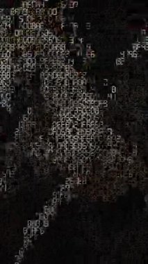 dikey animasyon - Renkli onaltılık kod ile bir hata ekranının soyut dijital çizimi.