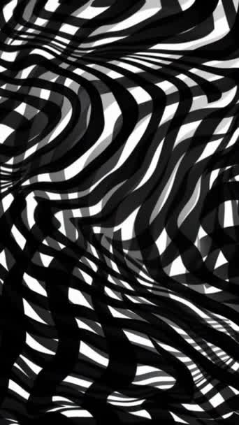 Вертикальна Анімація Динамічна Монохромна Оптична Ілюзія Хвилястим Викривленням Творчих Дизайнів — стокове відео