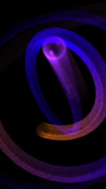 垂直アニメーション 暗い背景を持つカラフルな絡み合った渦巻線を特徴とするデジタル抽象画像 — ストック動画