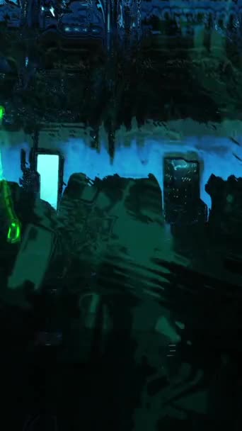 垂直动画 三个彩色数字战士站在黑暗 抽象的网络环境中 — 图库视频影像