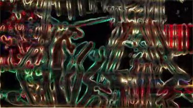 animasyon - Dijital sanat arka planında çarpık, akışkan görünümlü ve soyut neon ışık desenleri var.