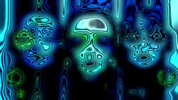 生动的霓虹灯线条创造了一种迷幻的图案 在抽象的形状中有着微妙的人脸幻觉 — 图库视频影像