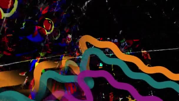 Animatie Artistiek Abstract Design Met Kleurrijke Golvende Lijnen Een Getextureerde — Stockvideo