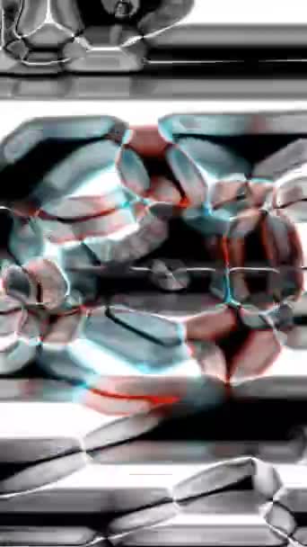 Вертикальная Анимация Цифровое Искусство Изображающее Блестящую Отражающую Абстрактную Металлическую Поверхность — стоковое видео