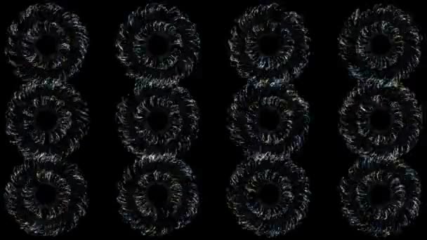 Motifs Abstraits Spirale Sur Fond Noir Design Artistiqueélégantes Spirales Métalliques — Video