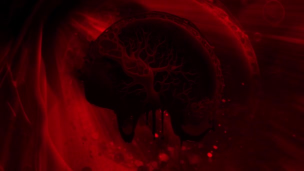 Animasyon Kırmızı Siyah Renkli Soyut Eriyen Bir Beyin Içeren Dijital — Stok video