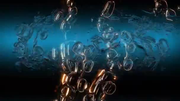 Animation Künstlerische Darstellung Leuchtender Blasen Und Flüssiger Formen Mit Blauen — Stockvideo
