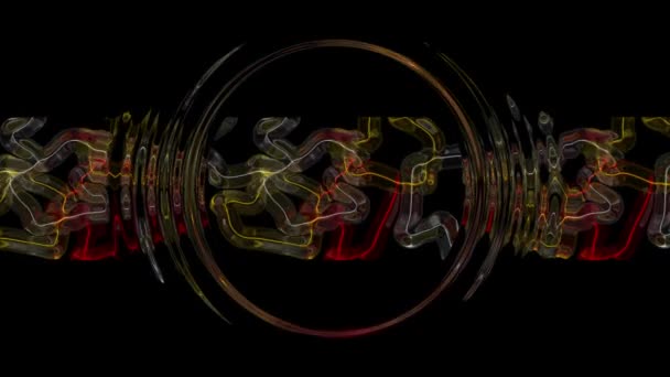 Анимация Художественное Абстрактное Изображение Динамическим Красным Желтым Дымом Черном Фоне — стоковое видео