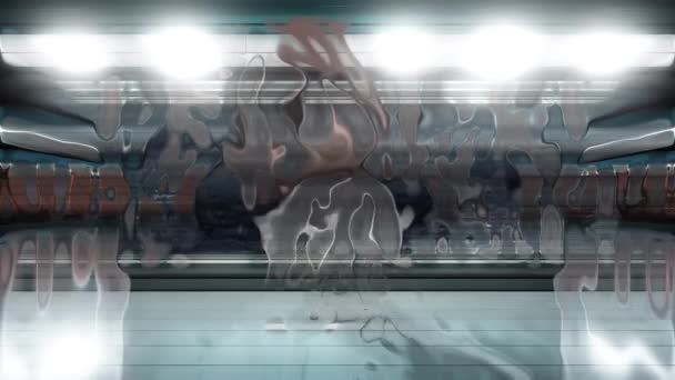 Анимация Художественная Интерпретация Станции Метро Искажениями Света Отражающими Поверхностями — стоковое видео