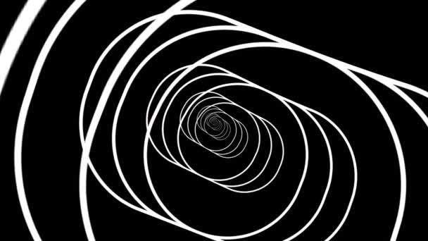 Animación Intrigante Diseño Espiral Monocromática Creando Efecto Túnel Óptico Para — Vídeos de Stock