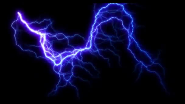 Animáció Striking Blue Lightning Csavarok Bemutató Elektromos Energia Természetes Energia — Stock videók