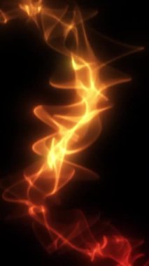 dikey animasyon - Dinamik turuncu ışık dalgaları karanlık bir zemin üzerinde akıyor, soyut ve enerji temaları için mükemmel.