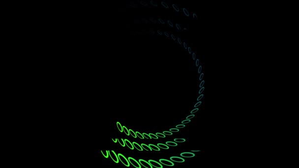 Animación Vivid Neón Espirales Luz Verde Que Brillan Sobre Fondo — Vídeo de stock