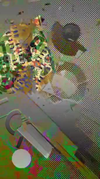 Verticale Animatie Abstracte Digitale Collage Met Levendige Kleuren Geometrische Patronen — Stockvideo