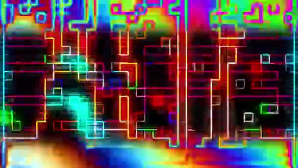 Animatie Levendige Abstracte Digitale Achtergrond Met Veelkleurige Vierkanten Een Dynamische — Stockvideo