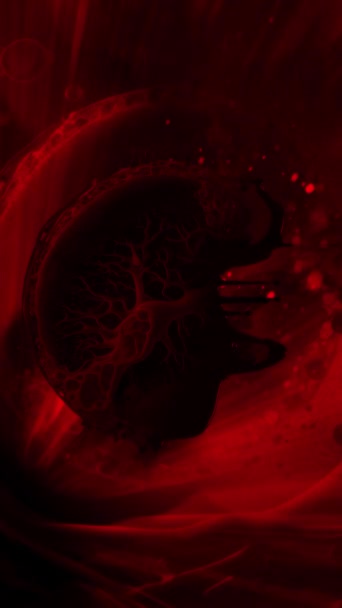 Dikey Animasyon Kırmızı Siyah Renkli Soyut Eriyen Bir Beyin Içeren — Stok video