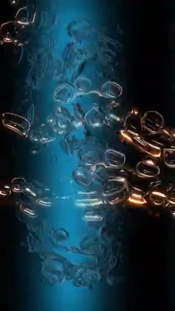 Vertikale Animation Künstlerische Wiedergabe Leuchtender Blasen Und Flüssiger Formen Mit — Stockvideo