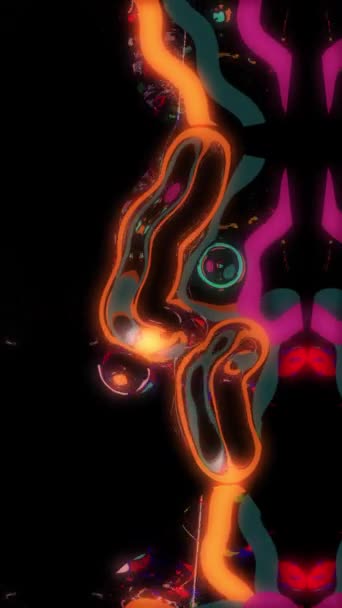 Вертикальная Анимация Яркие Абстрактные Цифровые Произведения Искусства Красочными Вихрями Текстурированными — стоковое видео