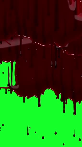 Vertikale Animation Dicke Rote Flüssigkeit Tropft Auf Einem Lebendigen Grünen — Stockvideo