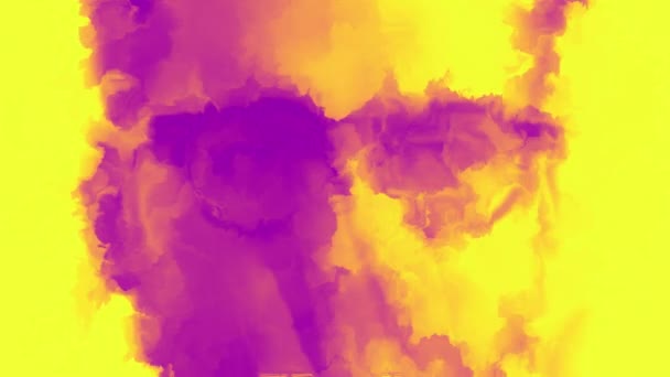 アニメーション 創造的な背景とデザインのための黄色と紫色の色の鮮やかな抽象水彩のテクスチャ — ストック動画