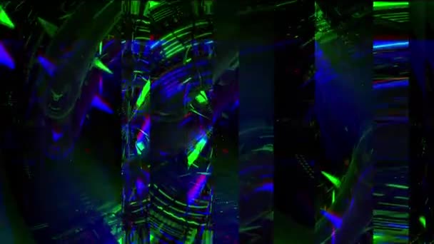 Animatie Veelkleurige Abstracte Lichtstrepen Geometrische Vormen Vormen Een Dynamisch Digitaal — Stockvideo