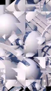 dikey animasyon - Tek renkli şemada geometrik şekillerin karışımı ile modern soyut dijital sanat.