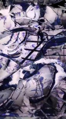 dikey animasyon - Mavi, siyah ve beyaz tonlarında dinamik şekiller içeren modern soyut dijital resim.