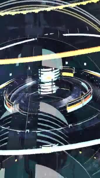 Κατακόρυφο Animation Αφηρημένο Εσωτερικό Διαστημικού Σταθμού Neon Light Μονοπάτια Και — Αρχείο Βίντεο