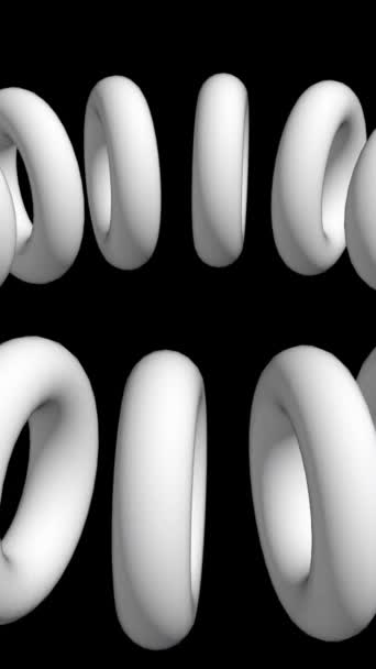 Verticale Animatie Creatieve Weergave Van Een Spiraalvormige Toroïde Structuur Wit — Stockvideo
