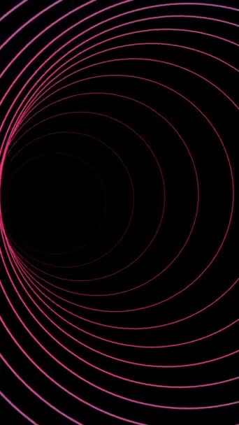 Vertical Animation Vibrant Abstract Image Concentric Neon Circles Blue Pink — Stock Video