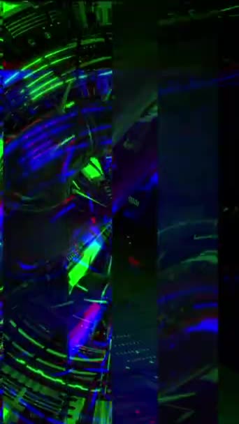 Dikey Animasyon Çok Renkli Soyut Işık Çizgileri Geometrik Şekiller Dinamik — Stok video