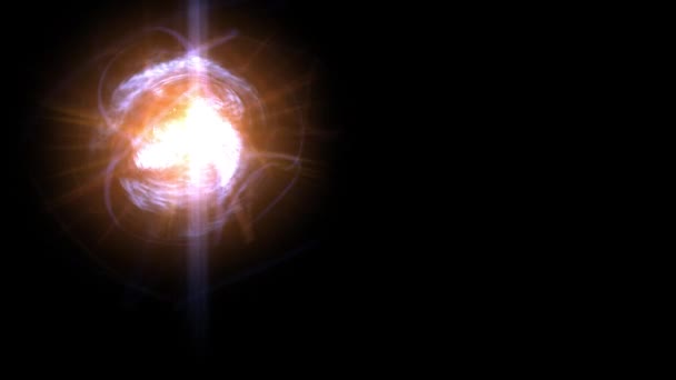 Анимация Интенсивный Пылающий Взрыв Динамическими Световыми Лучами Эффектами Частиц Темном — стоковое видео