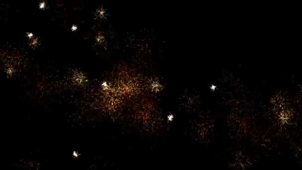 Animación Vibrante Exhibición Fuegos Artificiales Dorados Iluminando Cielo Oscuro Durante — Vídeo de stock