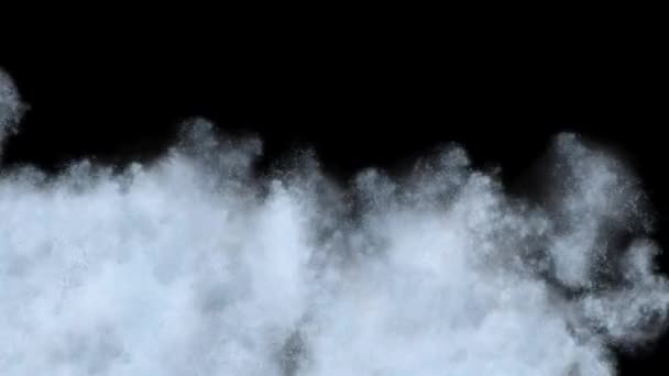 Анімація Розширення Хмари Білого Порошку Захопленого Русі Тлі Темного Фону — стокове відео