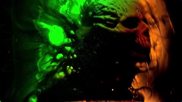 Animace Strašidelné Abstraktní Umění Zobrazující Lebku Strašidelné Tváře Strašidelnou Psychedelickou — Stock video