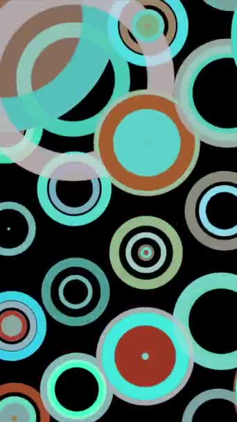 フラットなデザインの美学でカラフルな円を重ねるパターンを特徴とする現代抽象的な背景 — ストック動画